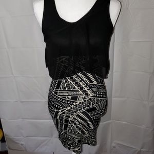 Annabelle mini fitted black & white dress